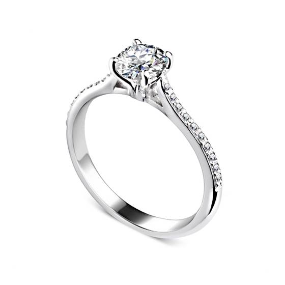 0.90ct VS2/E Diamond Shoulder Set Ring