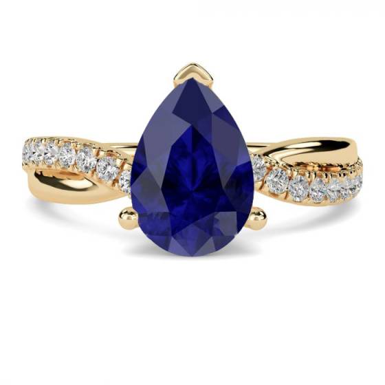 0.75ct VS/E-F Pear Blue Sapphire and Diamond Ring