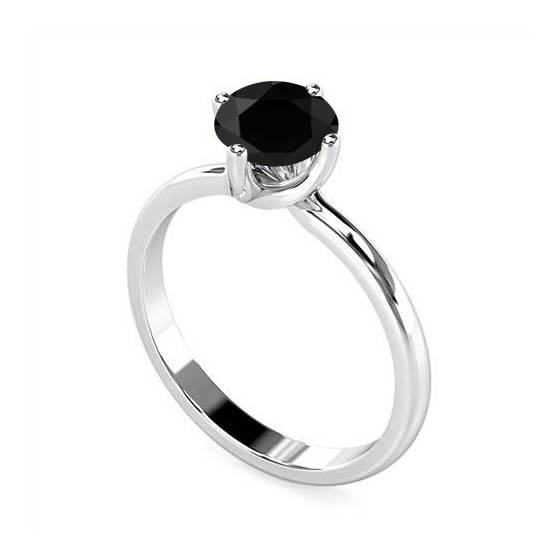 I1/F Round Black Diamond Solitaire Ring