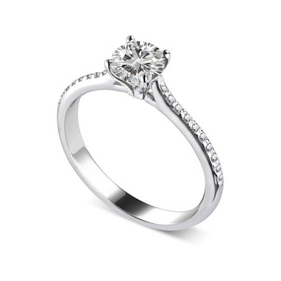 1.30ct SI2/F Princess and Round Diamond Engagement Ring