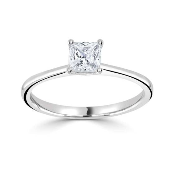 0.73ct I1/E Princess Diamond Shoulder Set Ring