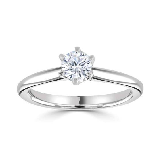 0.70ct SI2/F Round Diamond Solitaire Ring