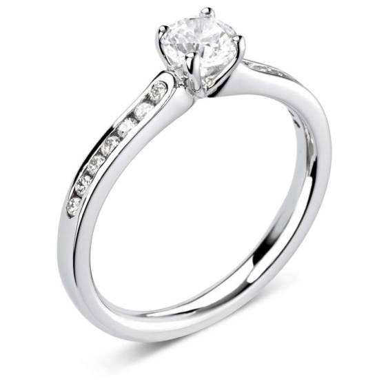 1.10ct SI2/F Round Diamond Shoulder Set Ring