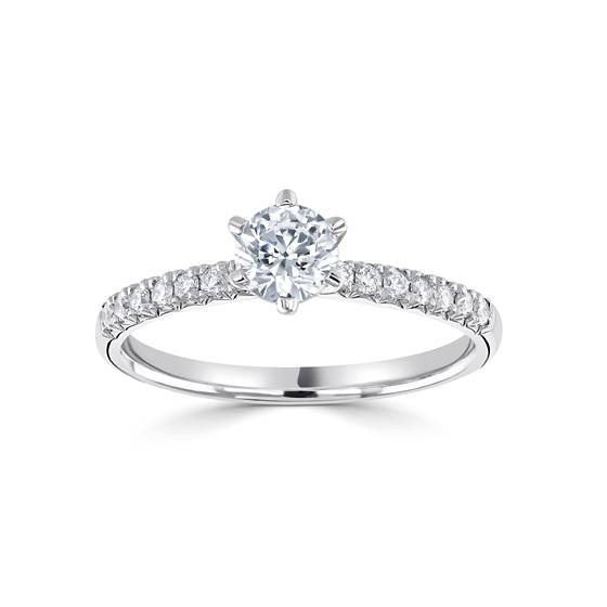 1.30ct SI2/H Round Diamond Shoulder Set Ring