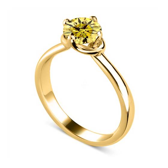 0.30ct SI1/Fancy Yellow Round Diamond Engagement Ring