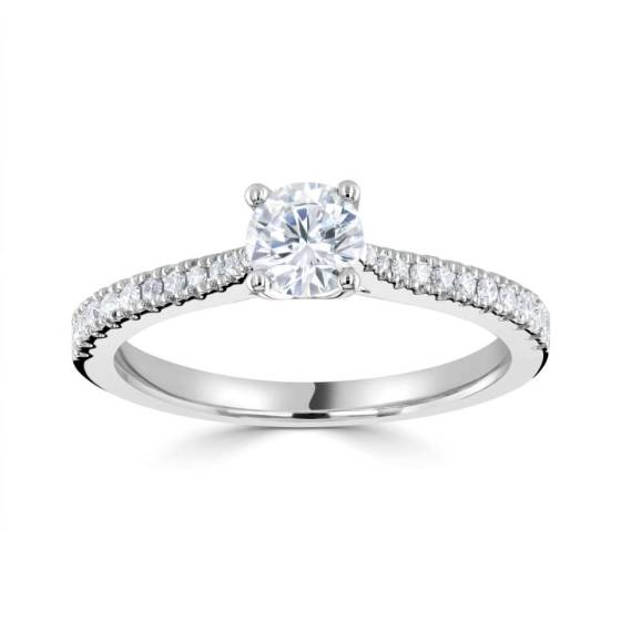 1.00ct SI1/E Round Diamond Shoulder Set Ring