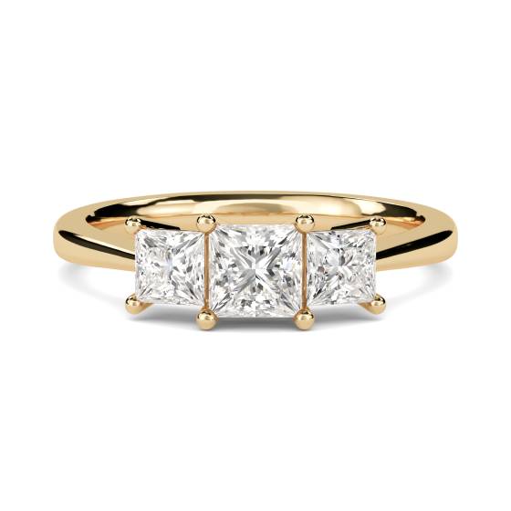 0.63ct VS/F-G Tapered Band Princess Diamond Trilogy Ring