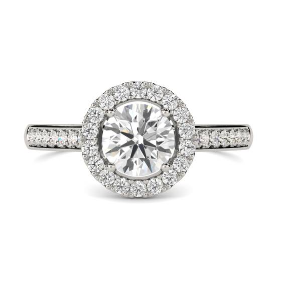 1.20ct SI2/F Round Diamond Single Halo Shoulder Set Ring