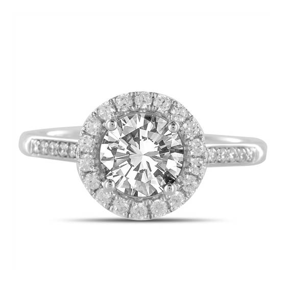 0.75 VS2/G Round Diamond Single Halo Shoulder Set Ring