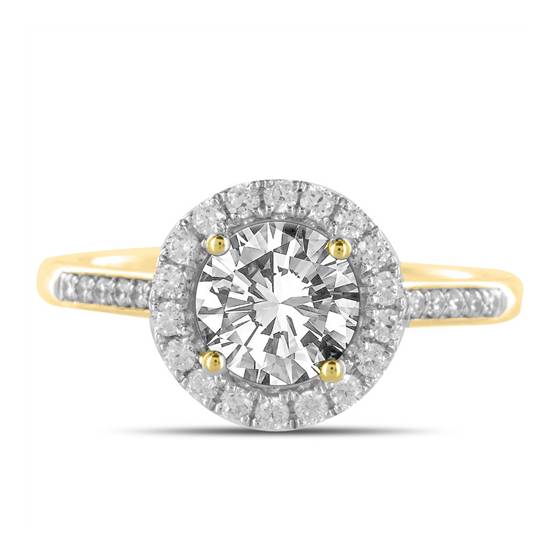 1.00ct VVS1/H Round Diamond Single Halo Shoulder Set Ring