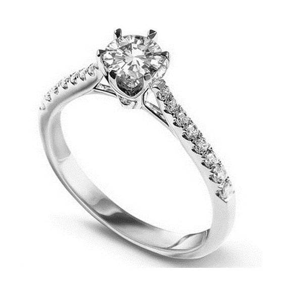 1.25ct I1/F Round Diamond Shoulder Set Engagement Ring