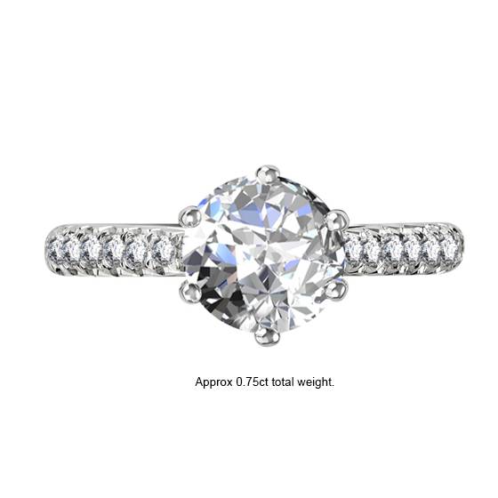 1.00 VS2/F Round Diamond Shoulder Set Engagement Ring