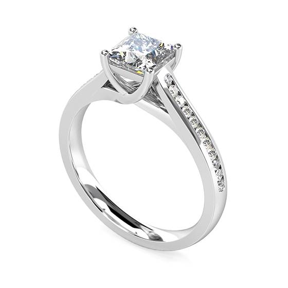 1.04ct VS2/F Princess Diamond Shoulder Set Ring