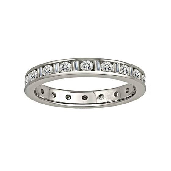 0.75ct VS/E-F Round and Baguette Diamond Eternity Ring