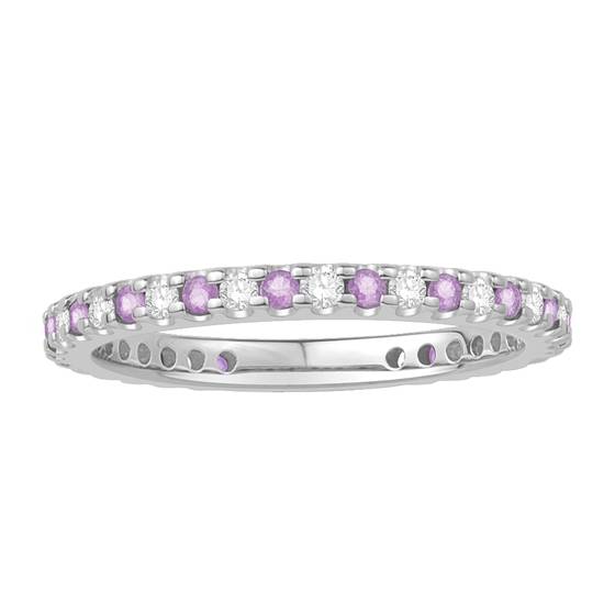 0.50ct VS/E-F Pink Sapphire and Diamond Eternity Ring