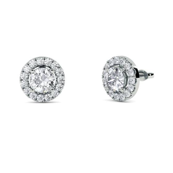 0.60ct SI1/F Round Diamond Halo Earrings