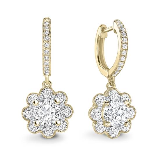 1.00ct SI2/G Unique Round Diamond Drop Earrings
