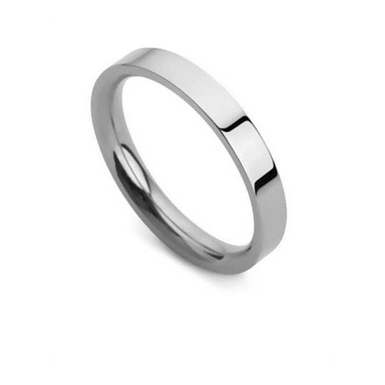 Flat Court Wedding Ring - 3mm width, Thin depth