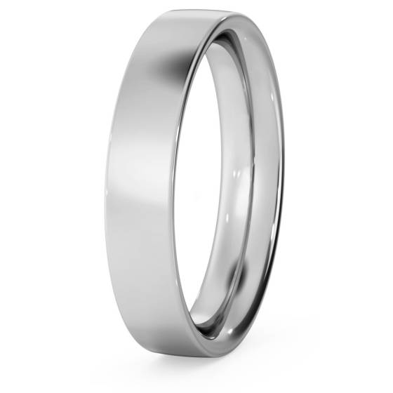 Flat Court Wedding Ring - 4mm width, Medium depth