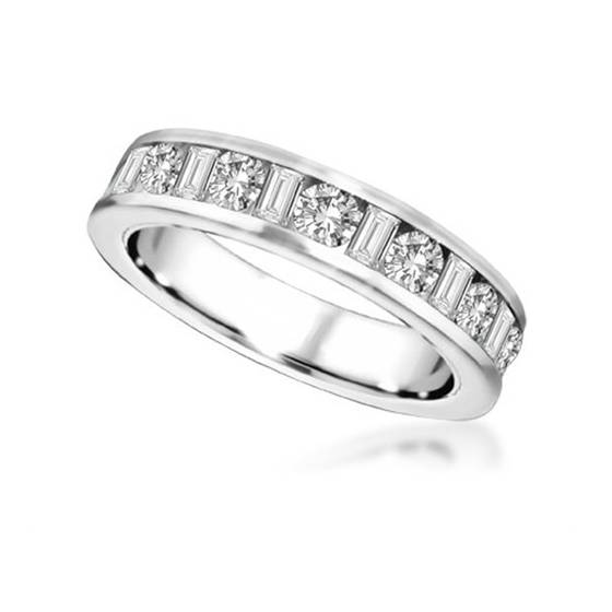 1.50ct VS/D-E Round and Baguette Diamond Full Eternity Ring