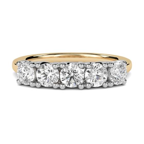 1.25ct IF/D 5 Stone Round Diamond Half Eternity Ring