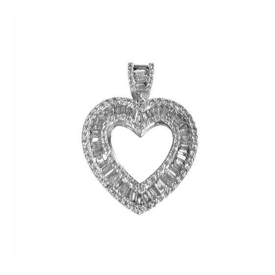 2.12ct VVS/GH Heart Shaped Round & Baguette Cut Diamond Pendant