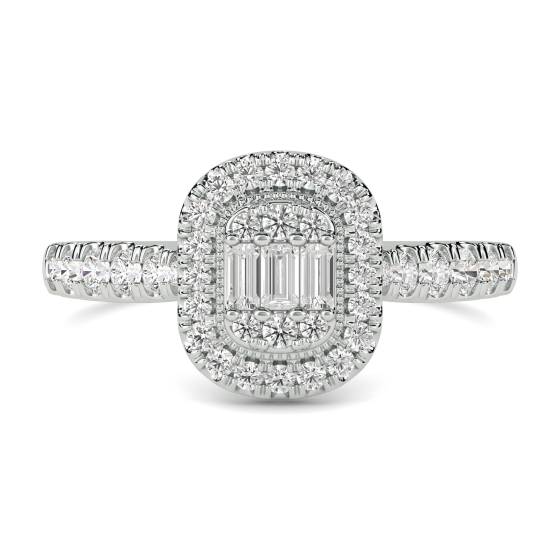 0.50ct VS/F-G Round Diamond Halo Shoulder Set Ring