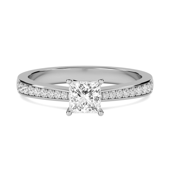 0.55ct VS/E-F Petite Princess Diamond Shoulder Set Ring