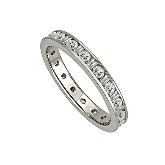 0.79ct VS/E-F 3.5mm Classic Round and Bagueutte Diamond Full Eternity Ring