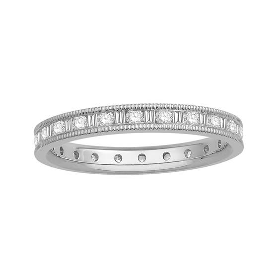 0.60ct VS/E-F 3mm Milgrain Round and Baguette Diamond Full Eternity Ring