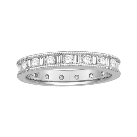 1.02ct VS/E-F Milgrain Round and Baguette Diamond Full Eternity Ring