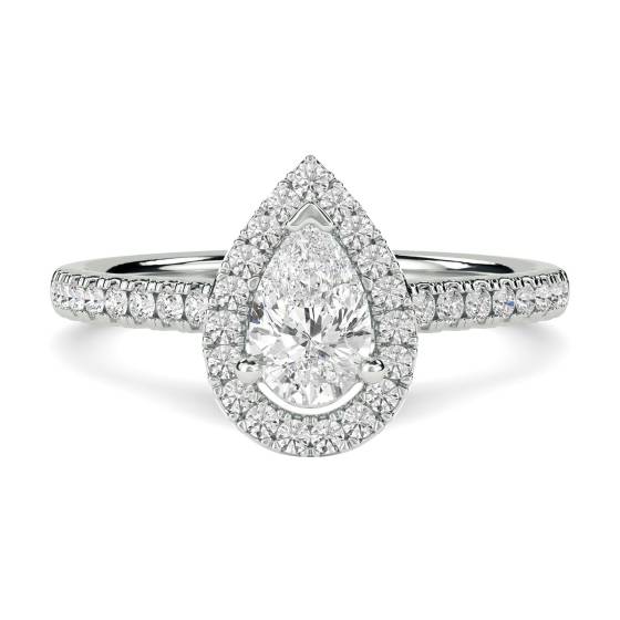 0.78ct VS/F-G Pear and Round Diamond Cluster Ring