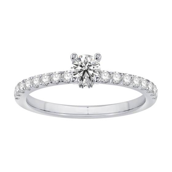 0.58ct VS/F-G Round Diamond Shoulder Set Engagement Ring