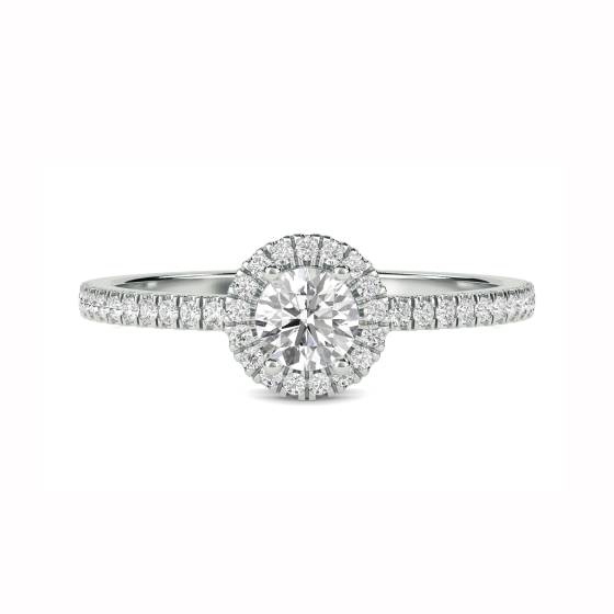 0.50ct VS/E-F Petite Round Diamond Halo Ring