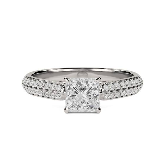 0.50ct VS/E-F Petite Princess Diamond Shoulder Set Ring