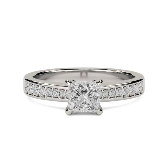 0.50ct VS/E-F Princess Diamond Shoulder Set Engagement Ring