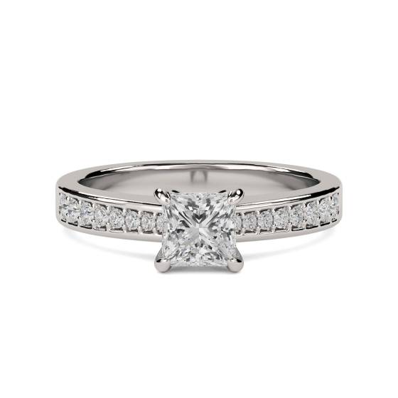 0.55ct VS/E-F Princess Diamond Shoulder Set Engagement Ring