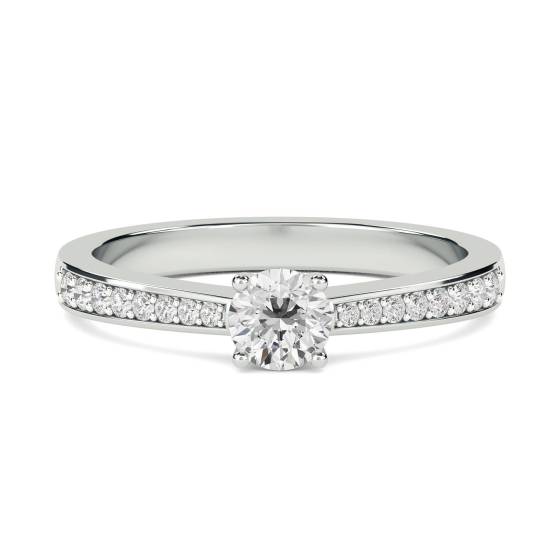 VS/E-F Round Diamond Shoulder Set Engagement Ring