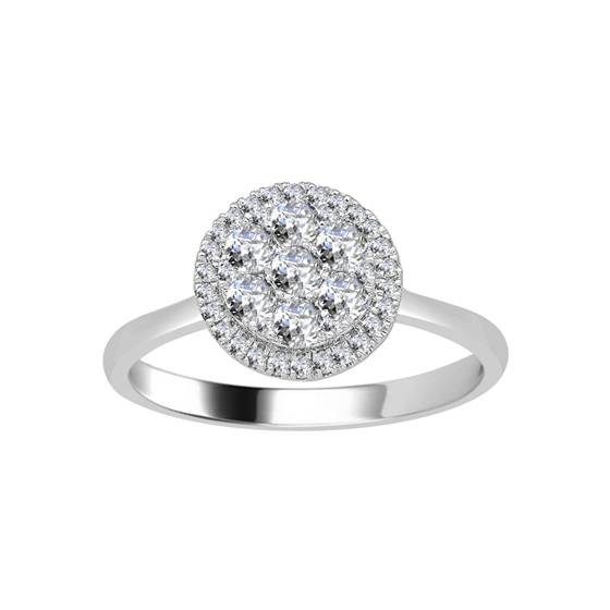 0.52ct VS/E-F Elegant Round Diamond Cluster Ring