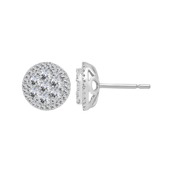 1.01ct VS/E-F Round Diamond Cluster Earrings