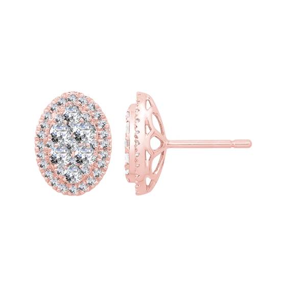 1.02ct VS/E-F Round Diamond Cluster Earrings