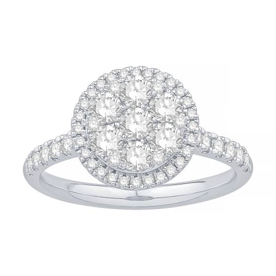 1.02ct VS/E-F Round Diamond Cluster Ring