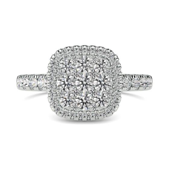 1.00ct VS/E-F Elegant Round Diamond Cluster Ring