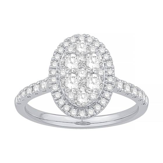 1.02ct VS/E-F Round Diamond Cluster Ring