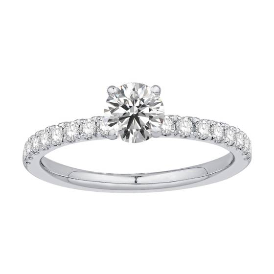 0.64ct VS/F-G Round Diamond Shoulder Set Engagement Ring