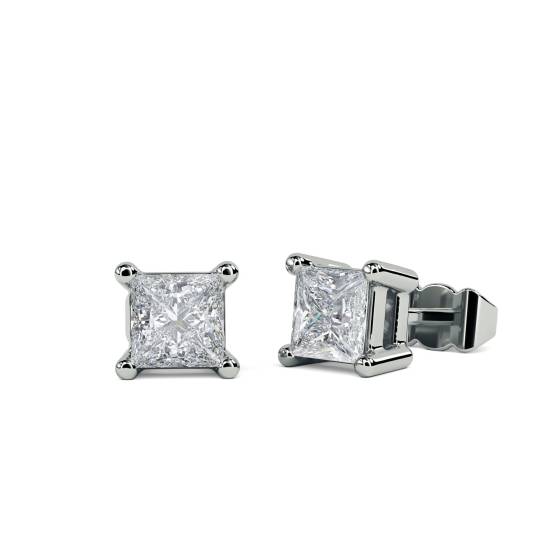 0.50ct VS/E-F Princess Diamond Stud Earrings