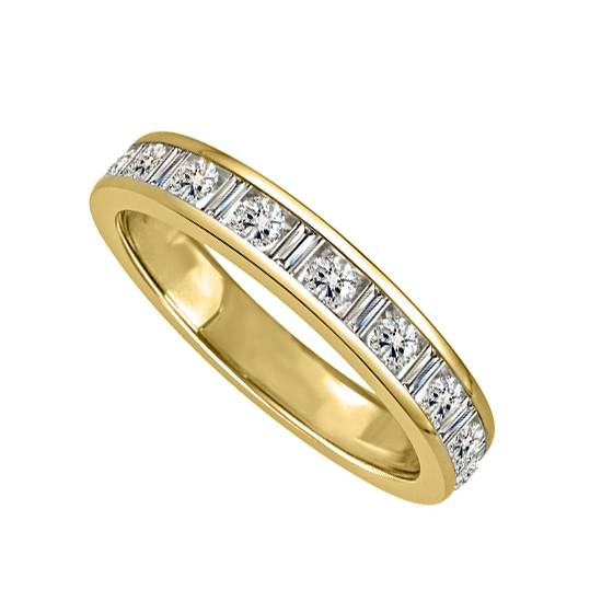 0.27ct VS/E-F Round Diamond and Baguette Eternity Ring