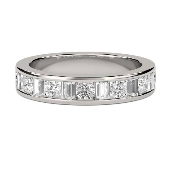 0.25ct VS/E-F 3mm Petite Round and Baguette Diamond Eternity Ring