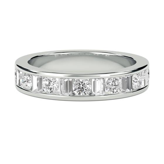 0.25ct VS/E-F 3mm Petite Round and Baguette Diamond Eternity Ring