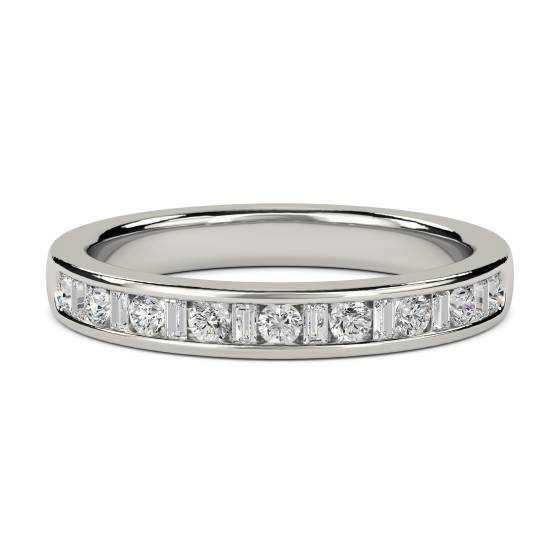 0.33ct VS/E-F 3mm Petite Round and Baguette Diamond Eternity Ring